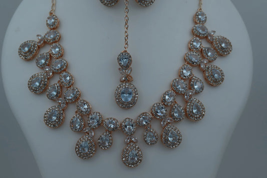 Designer Golden Uncut Polki Necklace Set | Polki Jewellery Set