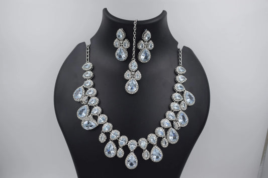 Designer Silver Uncut Polki Necklace Set | Polki Jewellery Set